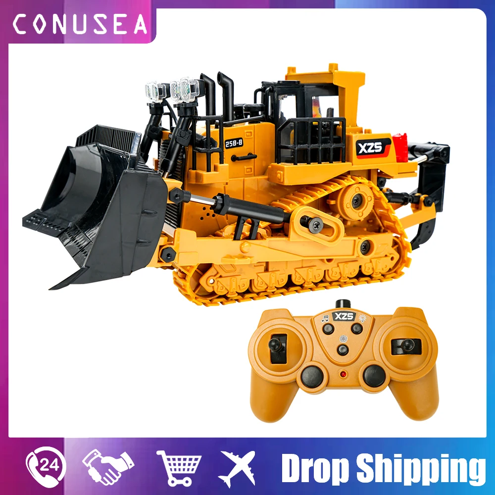 

1:24 Rc Car Tractor Truck Caterpillar 2.4G Radio Controlled Car Excavator Alloy Bucket 9Ch Engineering Vehicle Bulldozer Toy Boy