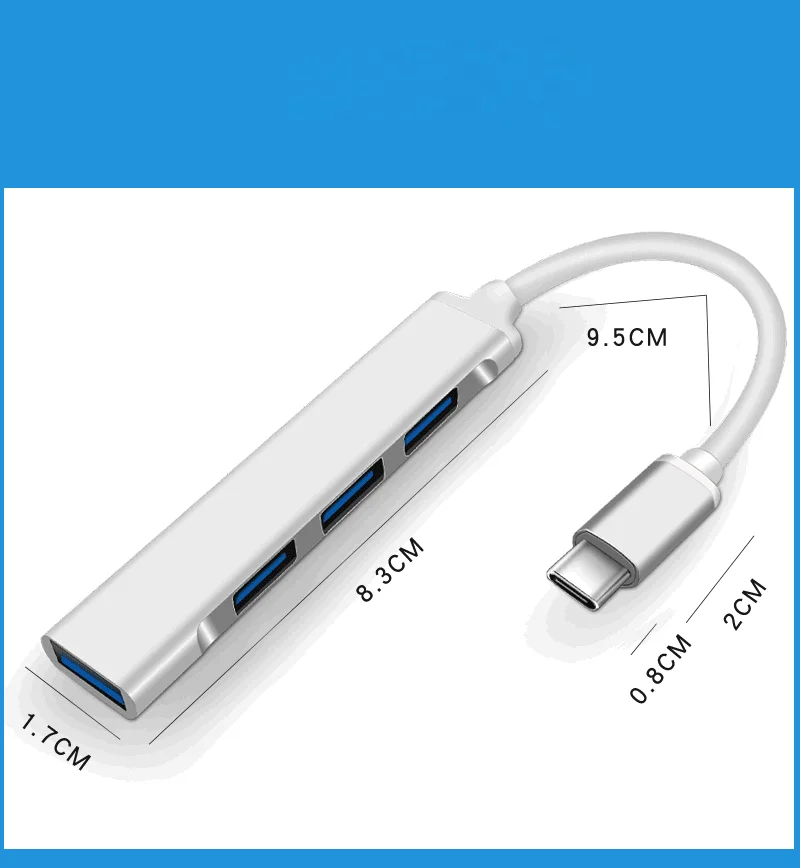 Phone Docking Station Usb Hub 3 Adapter Type C 4 Port Usb High Speed Splitter OTG Adapter for Notebook Mac Computer Accessories