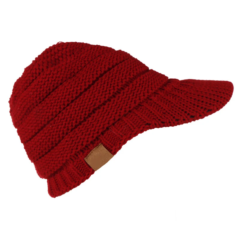 Gorro de ganchillo de punto para hombre y mujer, gorra de béisbol cálida con visera, color puro, alta calidad, Z39, nuevo estilo, invierno, 2019