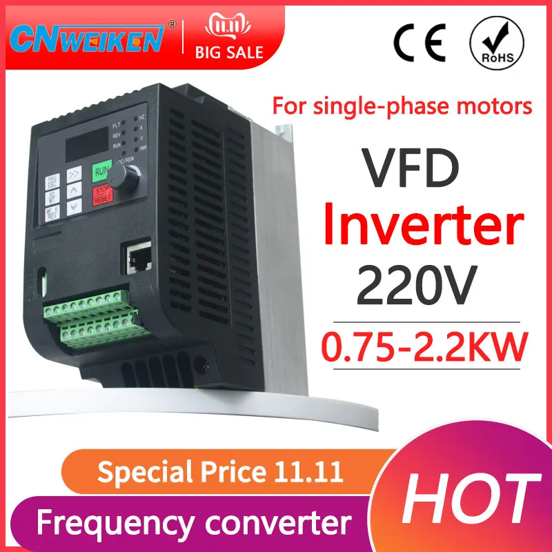 Imagem -02 - Inversor de Saída de Entrada Monofásica Conversor de Freqüência Unidade de Freqüência Variável Controle de Velocidade 220v Vfd 1.5kw 2.2kw