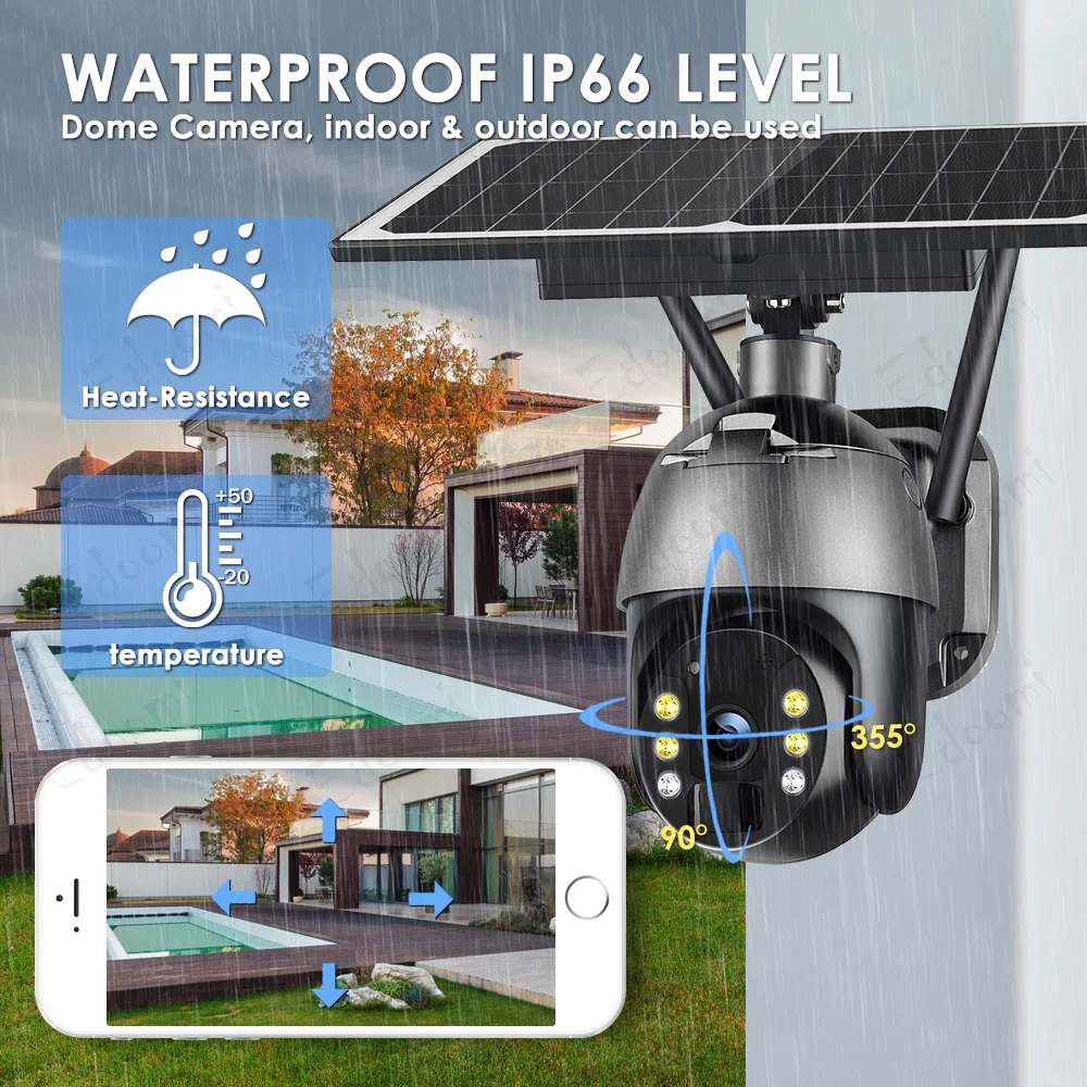 Top 4G Solar IP WiFi 1080P CCTV Video Wireless Surveillance Camera Outdoor PTZ Battery Security Protection Waterproof Color