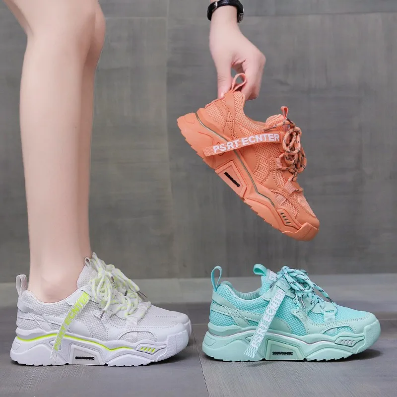 Women's Shoes Spring and Autumn White Sports Shoes Basket Femme Ultra Light Vulcanized Shoes Women's Mesh Leisure Sports Shoes