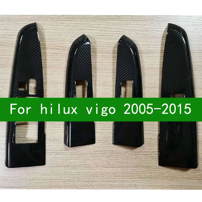 For toyota hilux vigo 2005-2015 Pickup Power window switch Window lifter trim， Carbon fiber pattern Interior Door sticker 2012