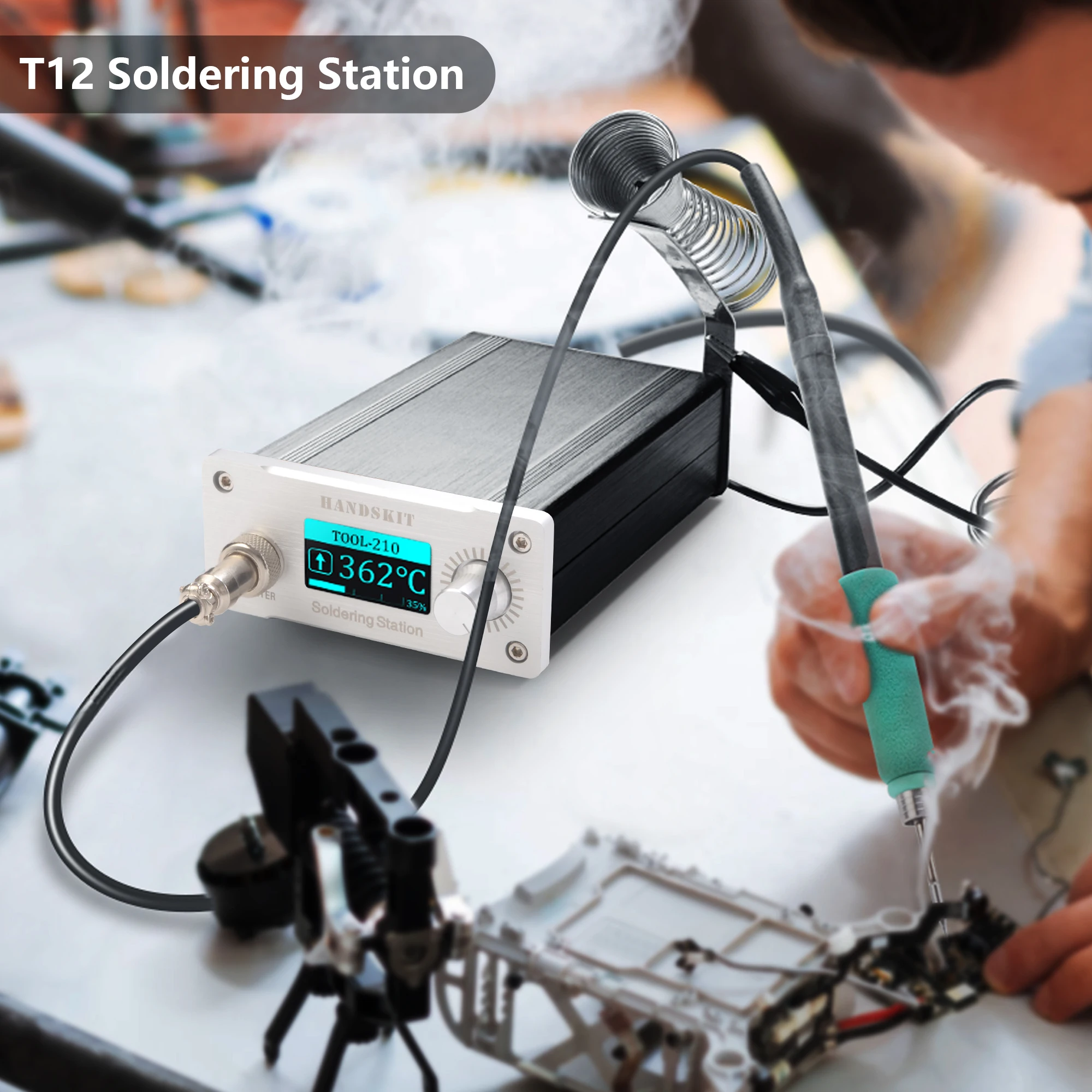 T210 Soldering Station 6s Fast Heating STM32 OLED 1.3 Display Adjustable Temperature Auto Sleeping Welding Iron Tips