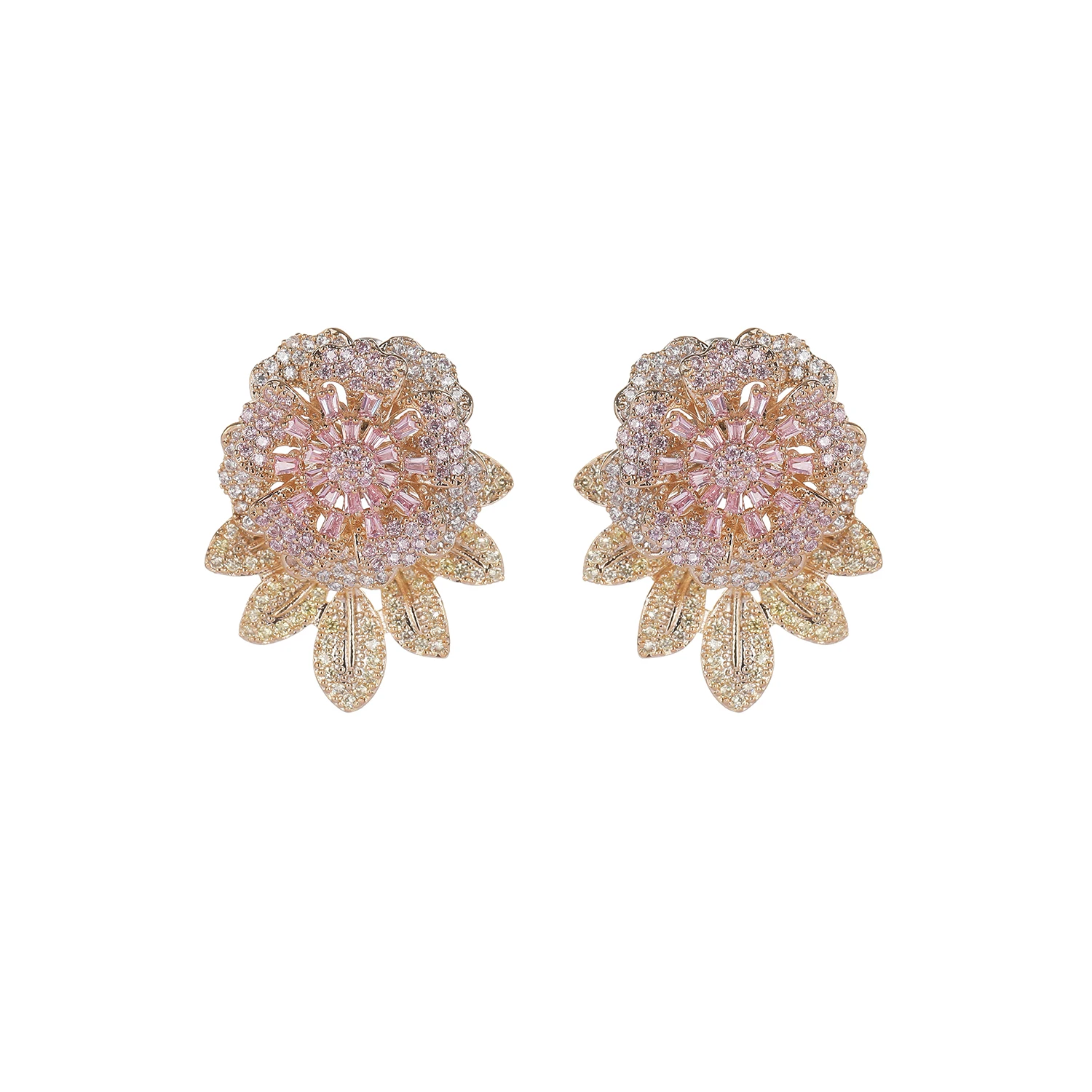 Cubic Zircon CZ Flower Earrings for Wedding Bride Crystals Earring Women Girl Birthday Party Jewelry CE11361