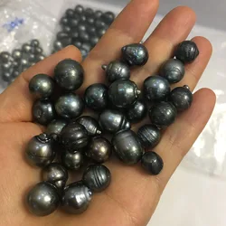 free shipping,8-10 mm good luster A tahitian baroque pearl,100% Nature black tahitian sea salt pearl loose pearl,half or no hole