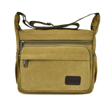 Männer Einfarbig Casual Stil Leinwand Schulter Taschen Reise Große Multi-taschen Handtaschen Umhängetasche Für Mann Messenger Tasche