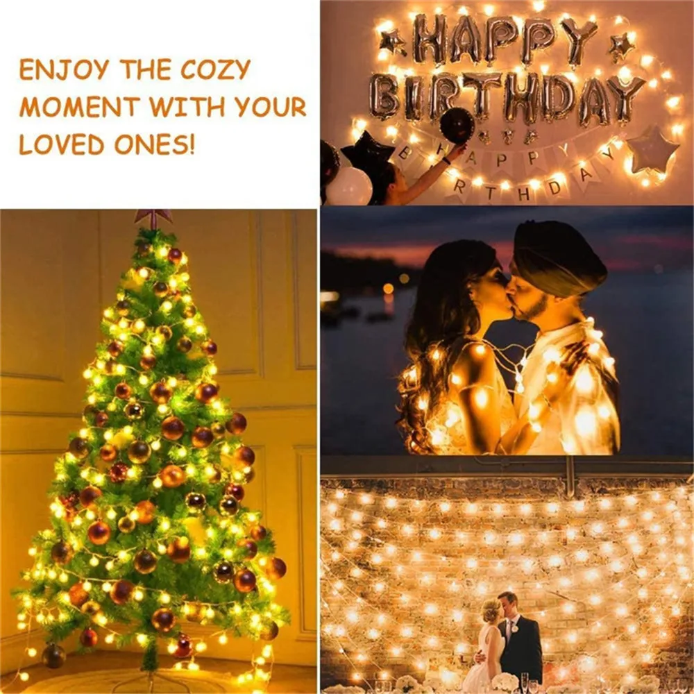 LED String Lights para Decoração de Natal, Fairy Gypsophila, Bubble Ball Lamp, Iluminação de férias, guirlanda, bateria, USB, interior, casamento