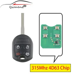 315Mhz 4 Buttons Smart Car Key for Ford Escape Fiesta Focus Transit Connect C-Max 2014 2015 2016 Remote Key 4D63 Chip