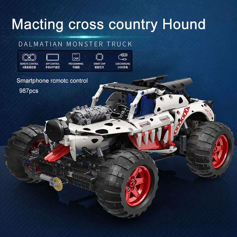 

NEW MOTU 987Pcs Building Blocks Technical Car Electric Remote Control Hunter Mountain Hound Car Climb SUV Bricks Toys Gift