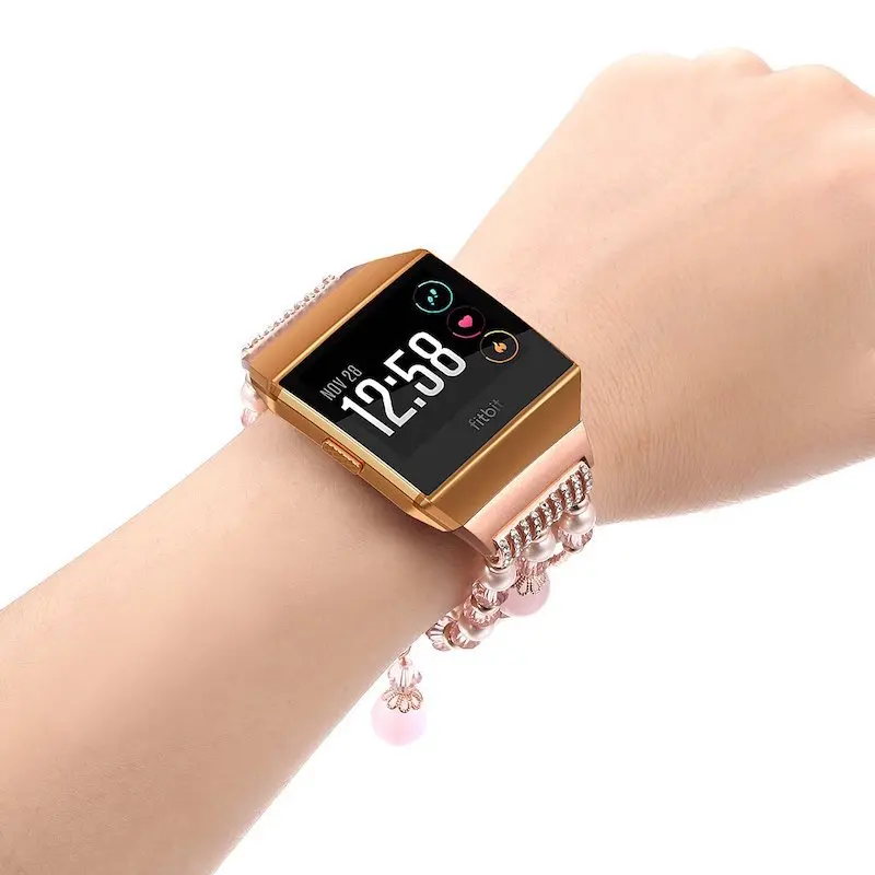 NEW Replacement Straps Bracelet for Fitbit Ionic Smart Fitness Watch Artificial Agate Elastic Stretch Beaded Watch Band