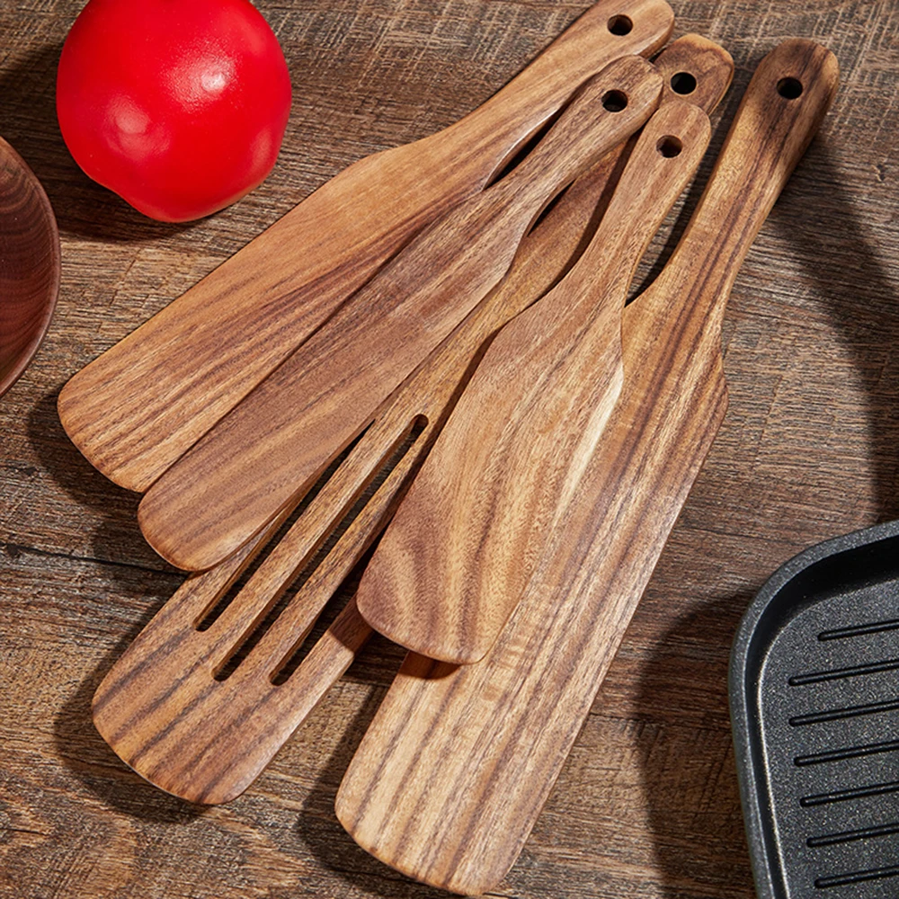 

Wooden Spatula For Cooking Slotted Spurtle Kitchen Utensil Sets Non-Stick Long Shank Matter Mixture Shovel Dinnerware Sets