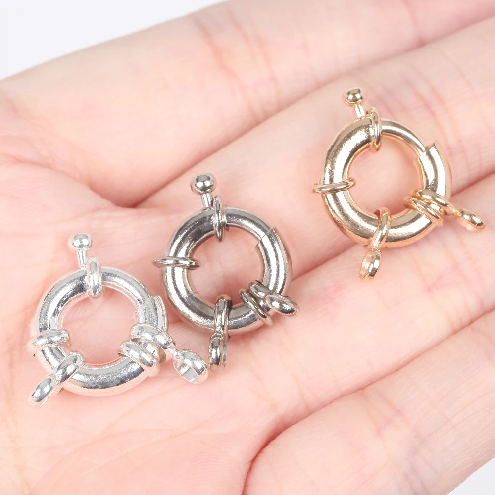 5 pièces 11mm 13mm 15mm or Rose argent couleur rond métal fermoir à ressort crochets DIY accessoires pour la fabrication de bijoux collier Bracelet