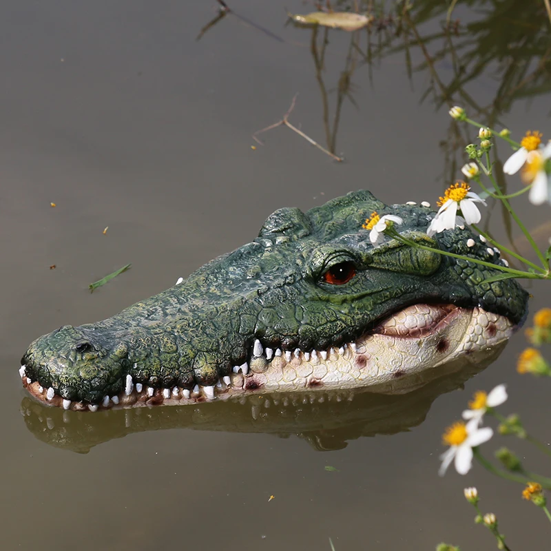 Statue de crocodile et hippopotame flottants en résine, ornement créatif et effrayant, décoration d\'extérieur, de jardin, d\'étang, de maison,