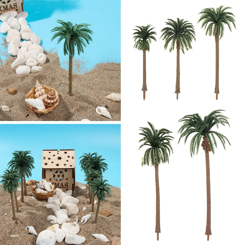 5PCS Simulation Miniature Plant Plastic Coconut Palm Tree Pots Bonsai Craft Micro Landscape DIY Decor Scenery Model Exquisite