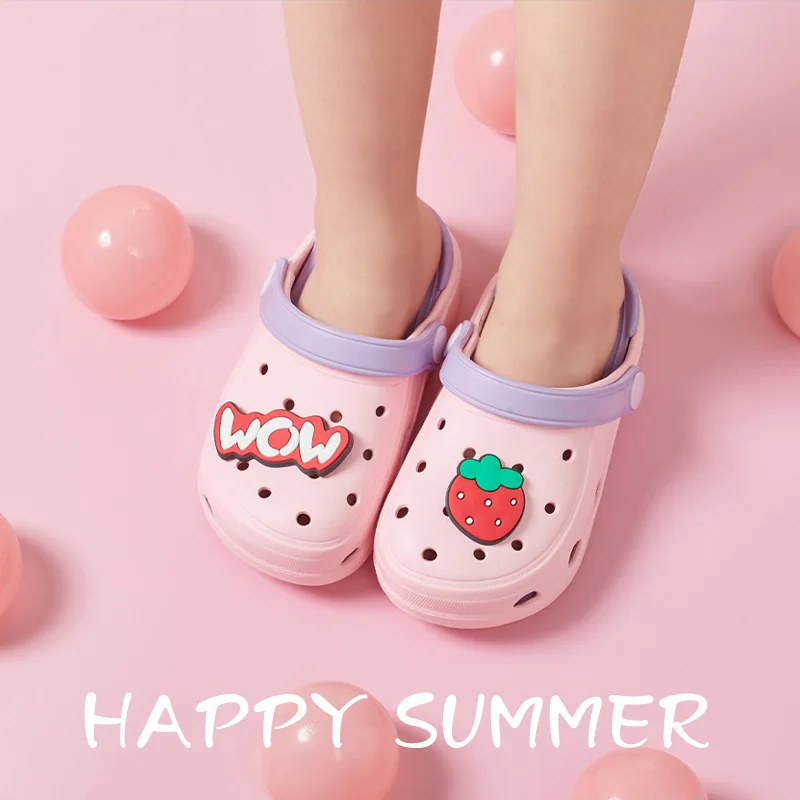 Last One Pair Orange Color Insole 19cm  Kids Mules Clogs Summer  Sandals Toddler  Slippers Children Garden Shoes H15