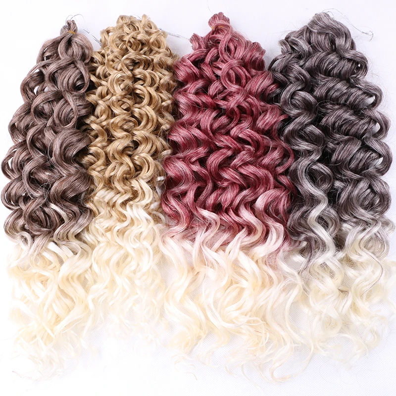 Full Star Ocean Wave Braiding Hair Extensions Crochet Braids Synthetic Hair Hawaii Afro Curl Ombre Blonde Curly Water Wave Braid