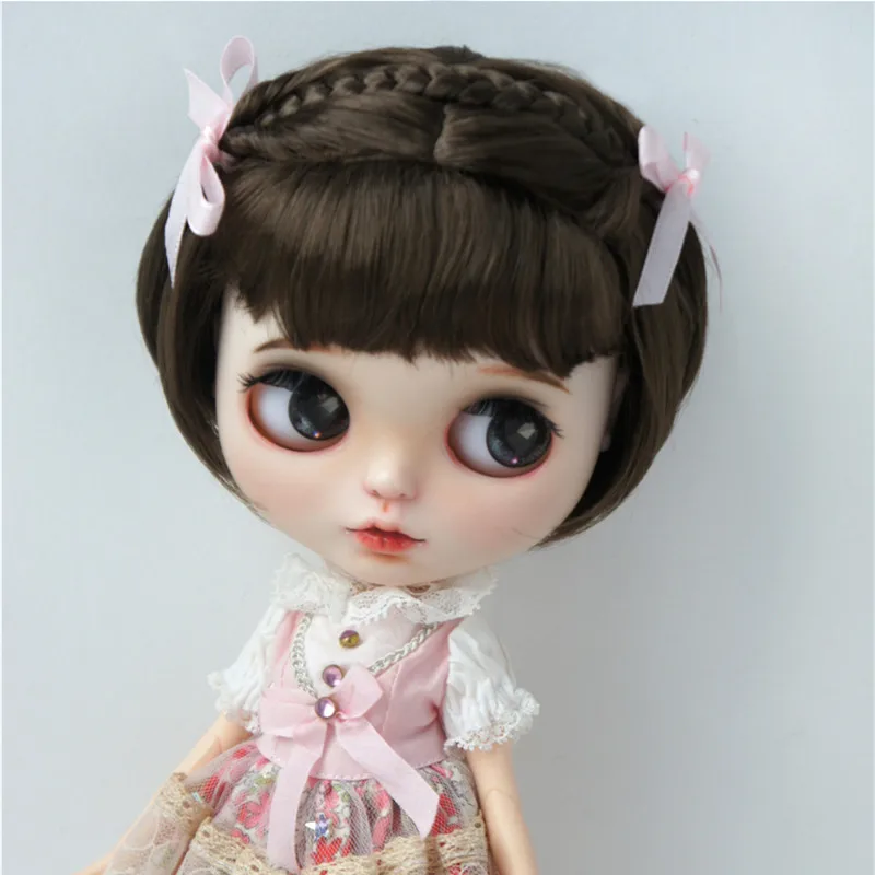 【Jusuns jjd620 8-9 polegada 9-10 polegada curto bobo corte com trança banda sintética mohair bjd peruca 1/3 sd blythes boneca acessórios