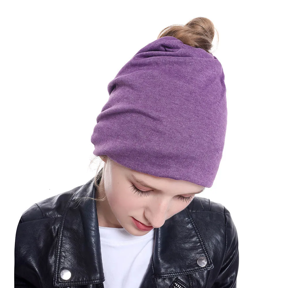 GKGJ Women Autumn Hat Winter Beanie Hat for Women Beanie with Hair Hole Ponytail Beanie Winter Hats For Running Sport