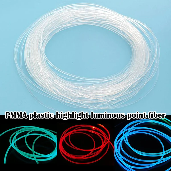 Długi 1M PMMA boczna poświata kabel światłowodowy 1.5mm/2mm/3mm średnica dla samochodów LED światła jasne xqmg Party i ozdoby imprezowe DIY