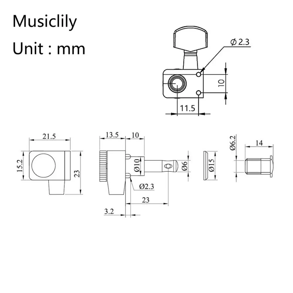 Musiclily Pro 6-in-line 2-pins Guitar Locking Tuners Machine Heads Tuning Pegs Keys Set for Fender Strat/Tele, Gold