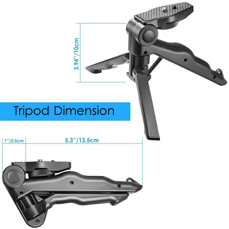 Mini trípode de escritorio con soporte para teléfono, soporte para cámara deportiva, Gopro, la mayoría de los teléfonos móviles