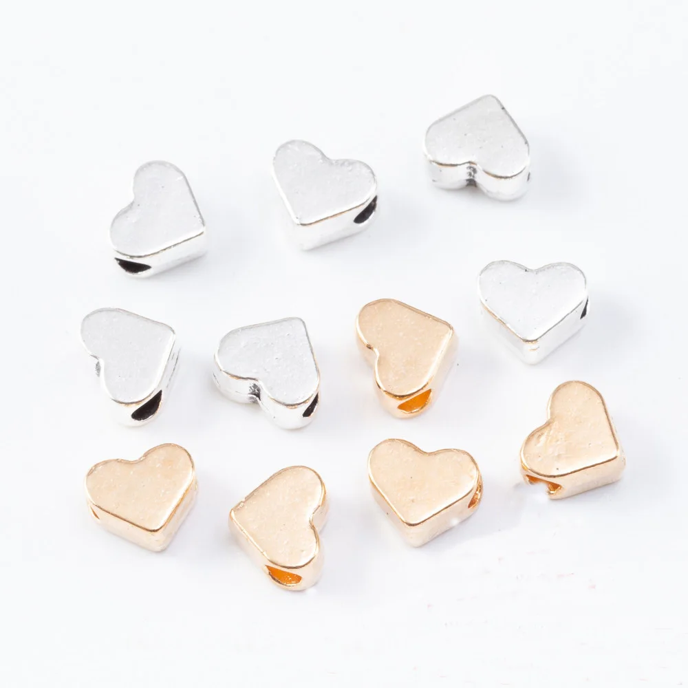 40Pcs/Lot 6*7*3.5mm 2 Colors Zinc Alloy Charms Heart  Pentant For Bracelet Jewelry Diy Making Pendants Handmade Craft Findings