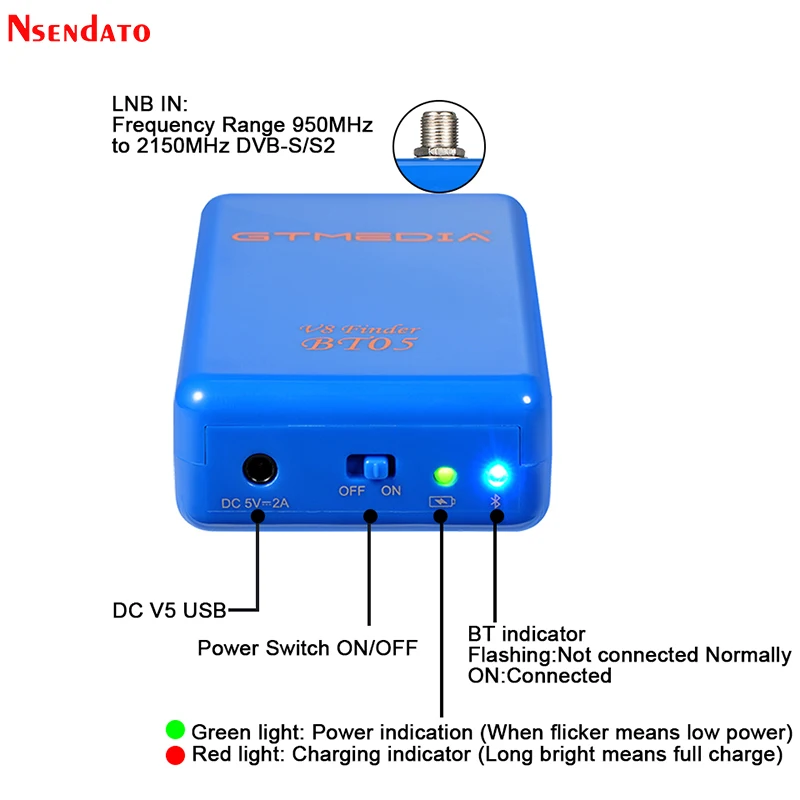 Оригинальный GTMEDIA V8 Finder BT05 BT03 Satfinder DVB S2 satellite finder для Android IOS Цифровой Bluetooth HD спутниковый Satfinder