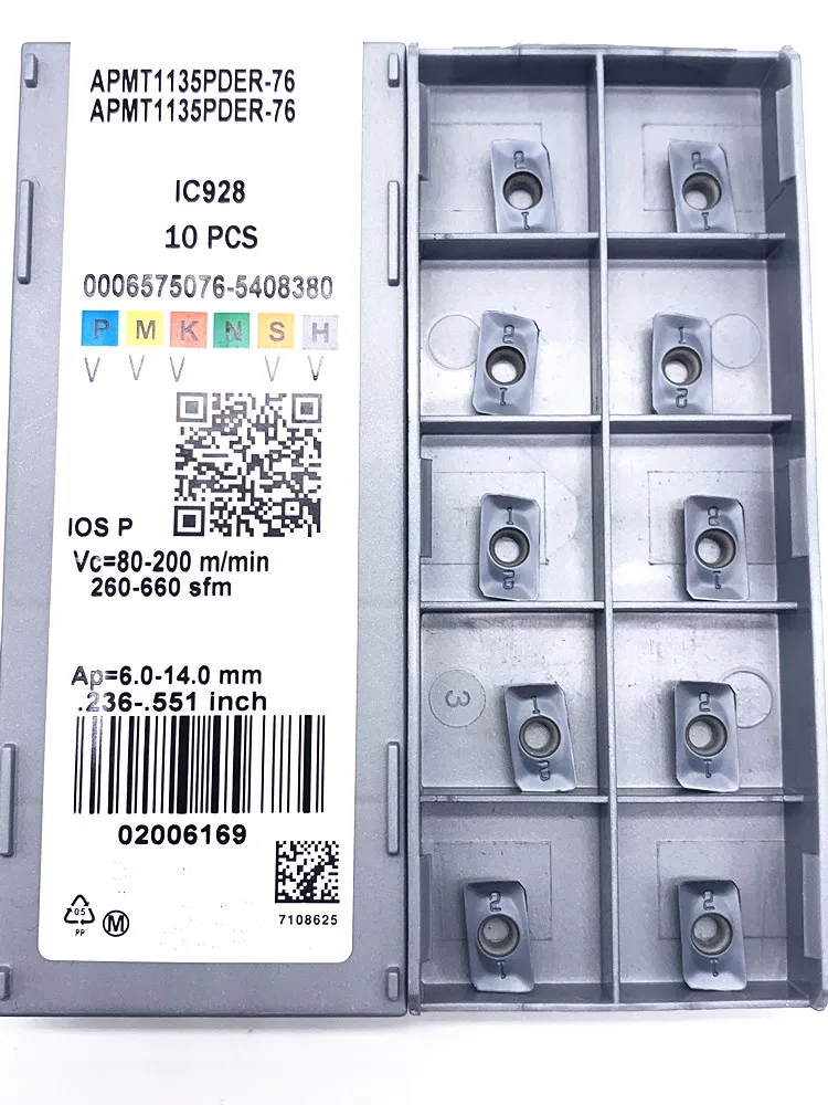 10Pcs APMT1135 PDER 76 IC928 APMT 1135คาร์ไบด์แทรกเครื่องมือ CNC ตัดเครื่องตัด