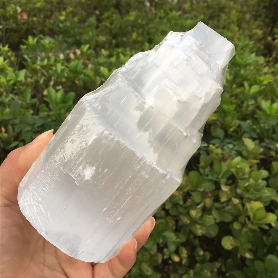 1.2-1.6kg Natural Crystal Selenite Tower Lamp Reiki Healing Gypsum Mineral Specimen Home Decor