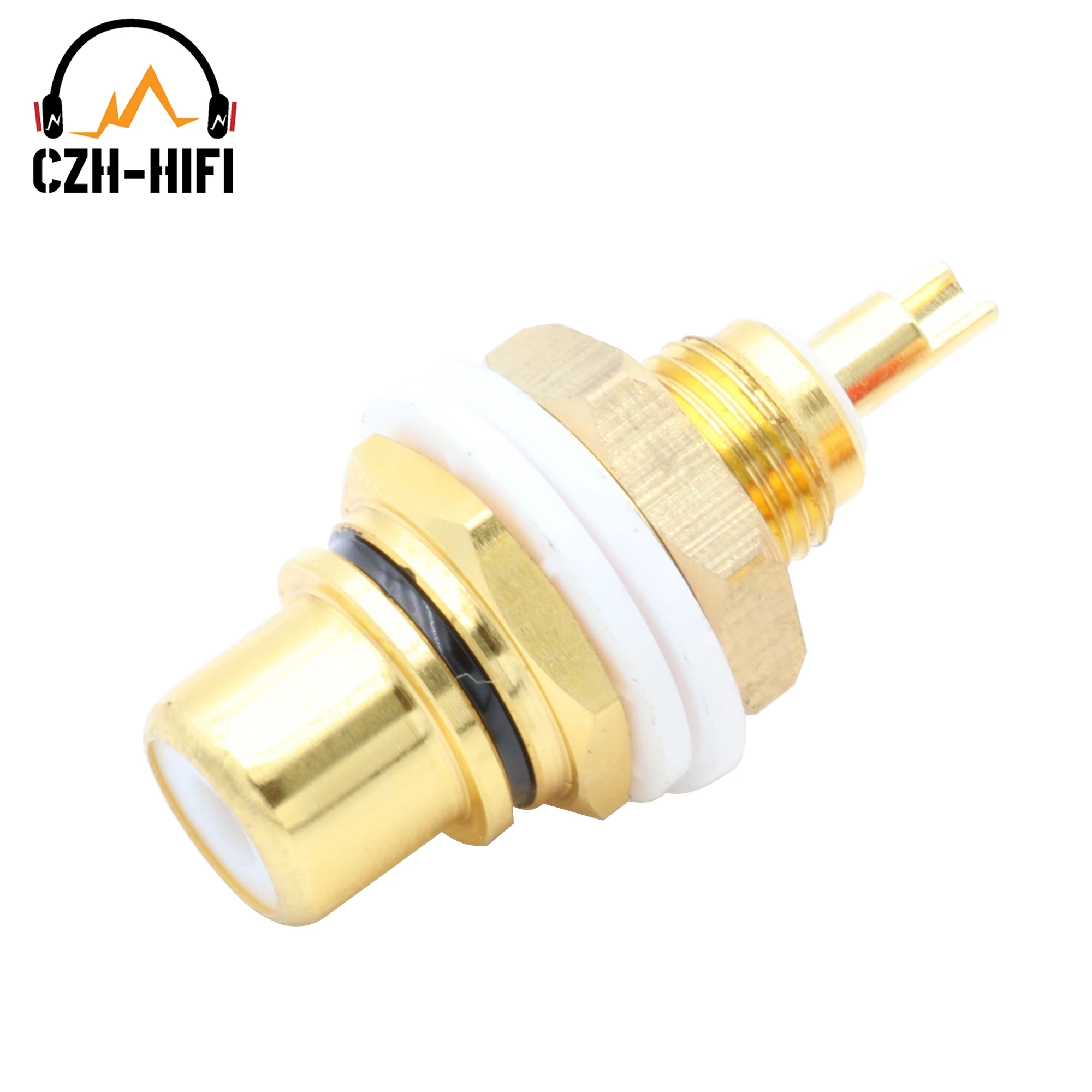 EIZZ High End RCA Socket 24K Gold Plated Brass Audio Phono Female Jack Connector Amplifier DAC TV Subwoofer Terminal Panel Mount