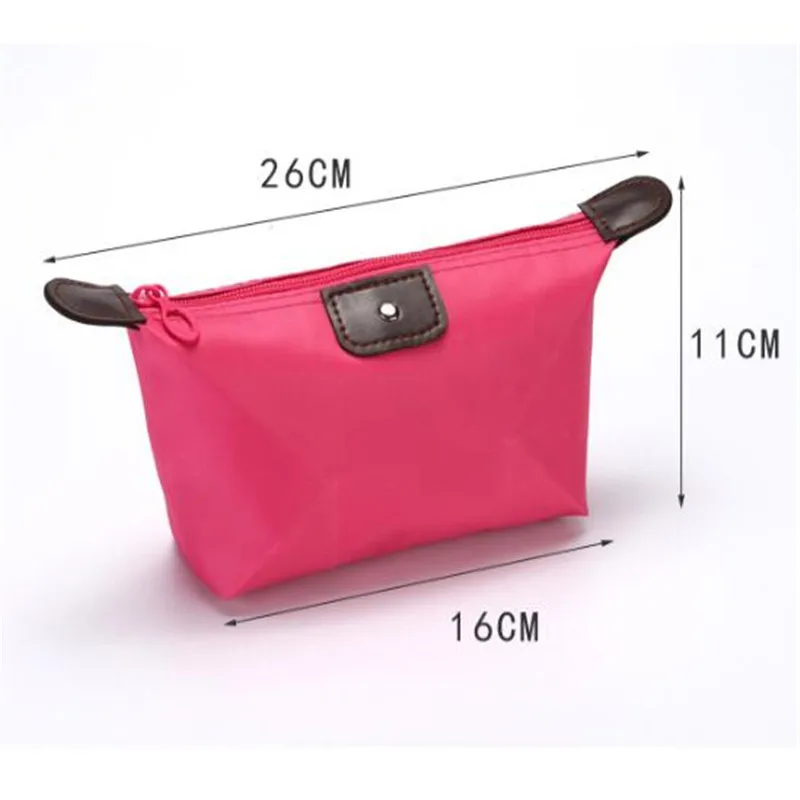 1Pcs Foldable Women Travel Cosmetic Bag Mini Girl Makeup Bag Organizer Waterproof Nylon Red Zipper Toiletry Pouch Case