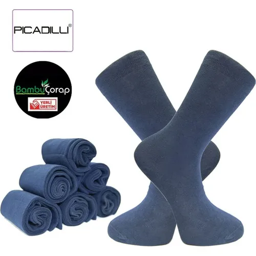 Picadilli bambu masculino meias sazonais antibacteriano lux azul escuro 6 pçs