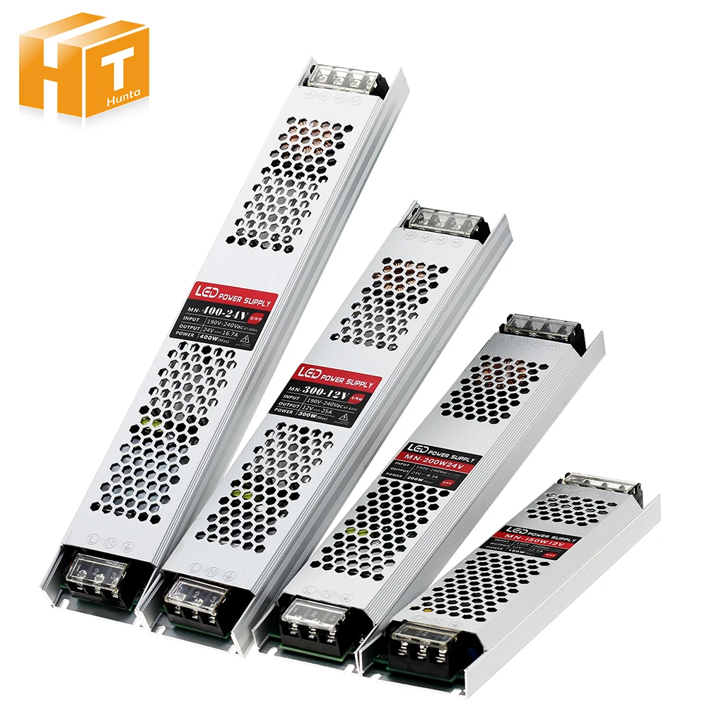 Ultracienki zasilacz LED DC 12V 24V Transformatory oświetleniowe 60W 100W 150W 200W 300W 400W AC190-240V Sterownik do taśm LED