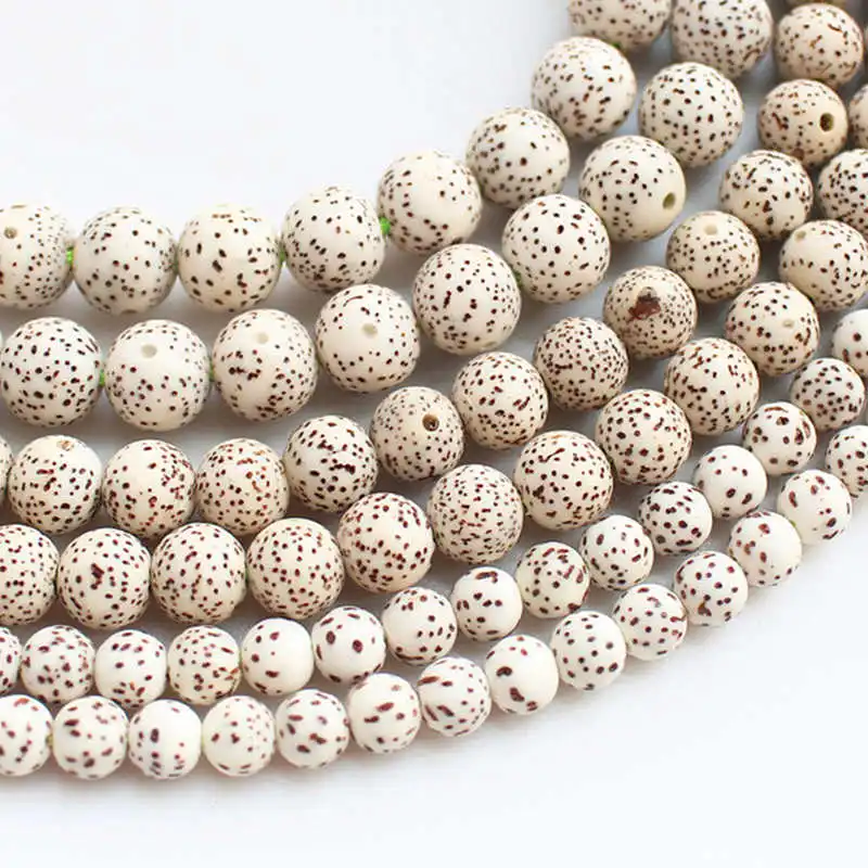 TSB0299 Wholesale Natural Original White Star Moon Lotus Bodhi Round Beads 108+6 beads Strand 7mm 8mm 9mm 10mm