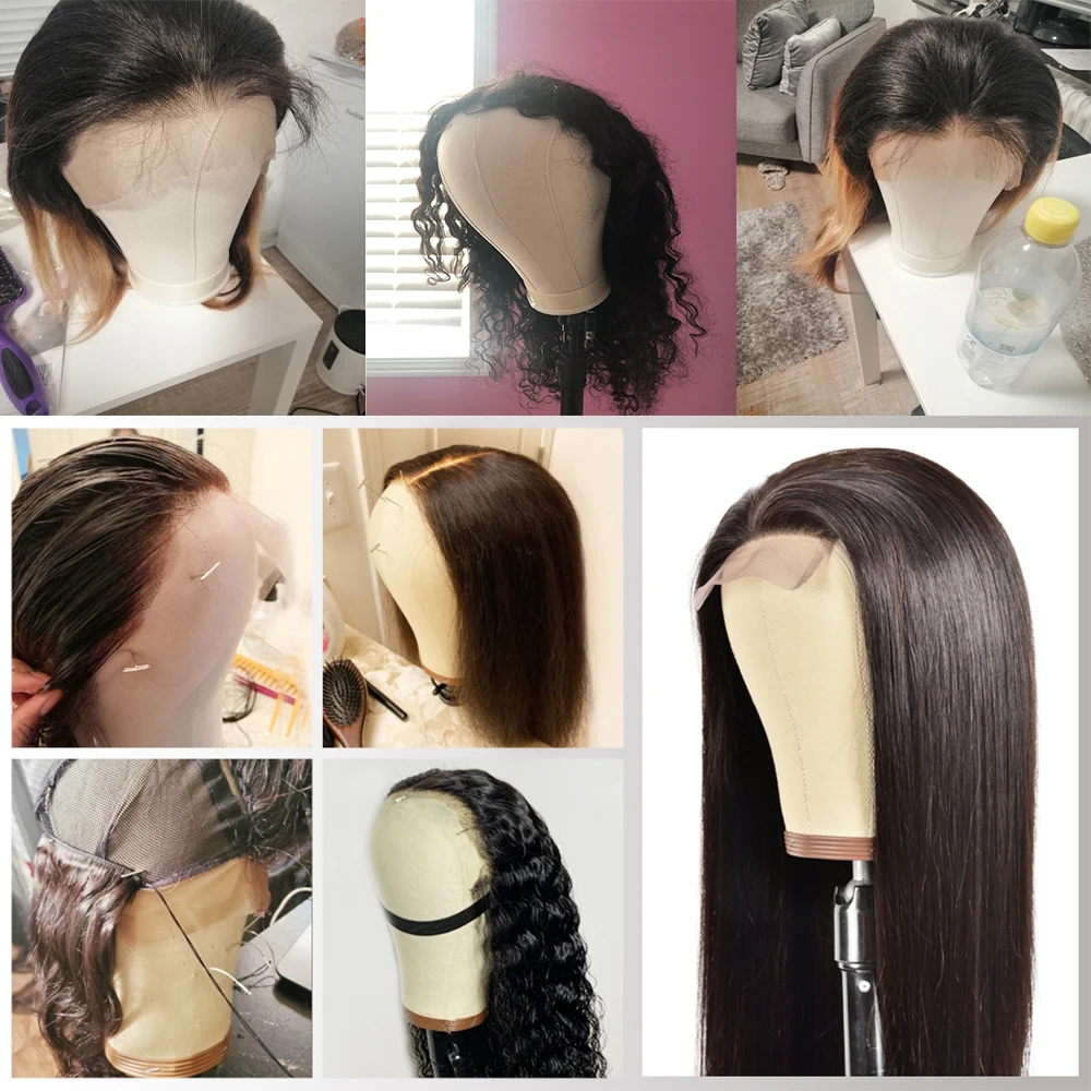 Wig Stand Canvas Block Head Mannequin Head For Wig Making Drying Styling Display With Table Stand Clamp Holder& Wig Cap& T Pins