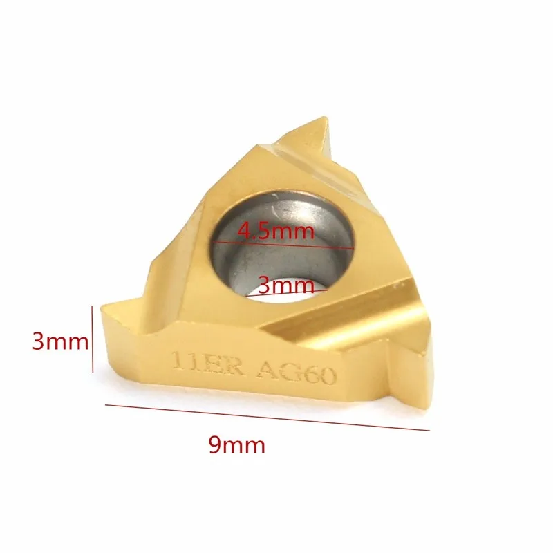 10Pcs/Set 1/4 Inch 11ER A60 Carbide Inserts for SIR/SNR Internal Threading CNC Blade