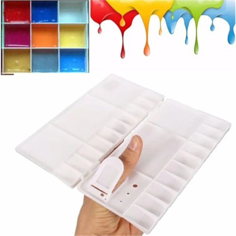 1Pcs 25 Grid Palette Empty Fold Watercolor Paint Palette with Full Pans Half Pans Art Plastic Palette Watercolor Palette Art