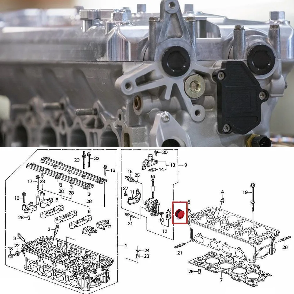 Camshaft Cam Shaft Seal Cover Cap Plug Triple O-Ring Aluminum Front Replacement For Honda Acura B D H F Series Engine Motor