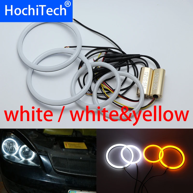 

For Lada Priora VAZ 2170 2171 2172 White & yellow Cotton LED Angel eyes kit halo ring Turn signal light