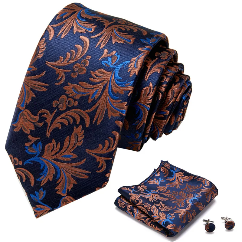 Italy Brand Ties For Men Shirts Silk Men\'s Tie Handkerchief Cufflinks Set 40 Colors Neck Tie Fashion Crevate