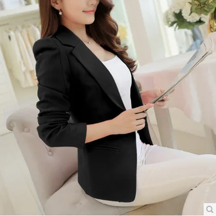 

Leisure New Women Blazer 2023 white/black/pink/blue Jackets Suit One Button Slim Ladies Work Wear Blaser Feminino S4095