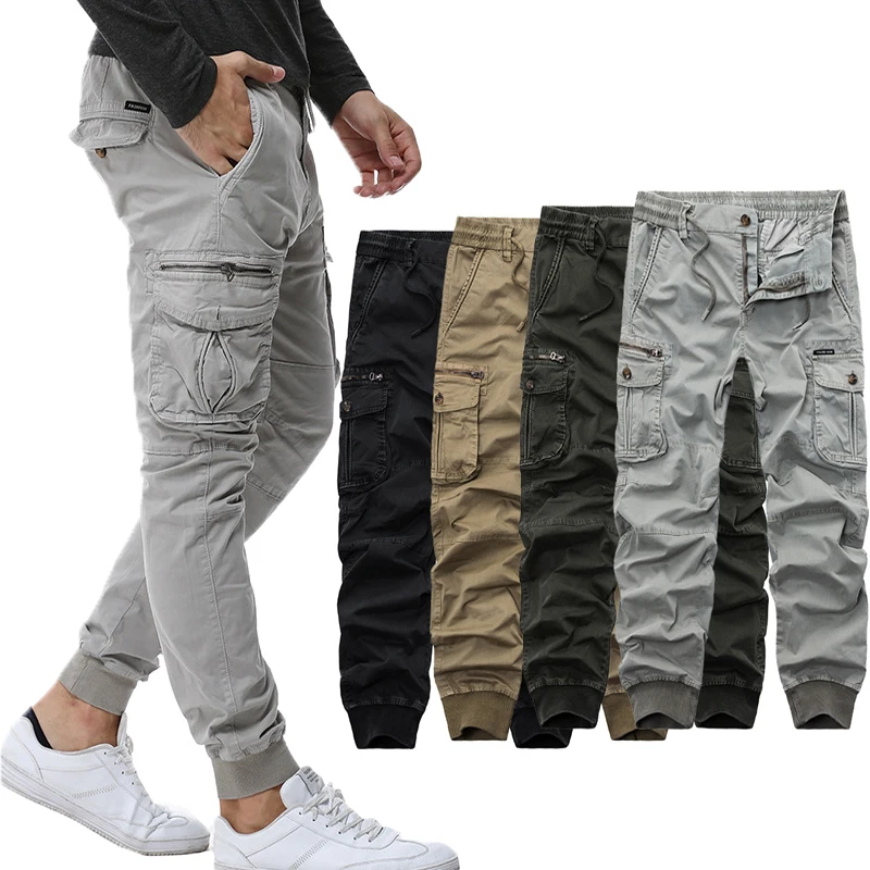 

Mens Outdoor Tactical Pants Cargo Pants Men Joggers Boost New Casual 100% Cotton Beam Pants Hip Hop Trousers Multi Pockets