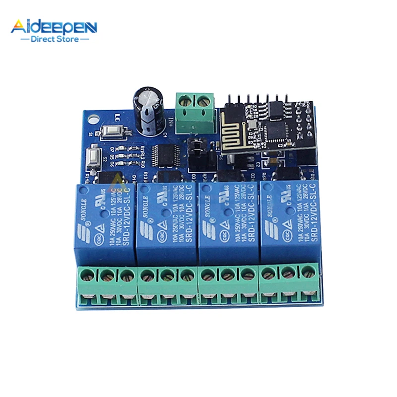 DC 5V 12V 2/4 Channels ESP8266 ESP-01 WiFi Relay Board Module ESP-01 WIFI Module For Smart Home Phone APP Controller WIFI Relay