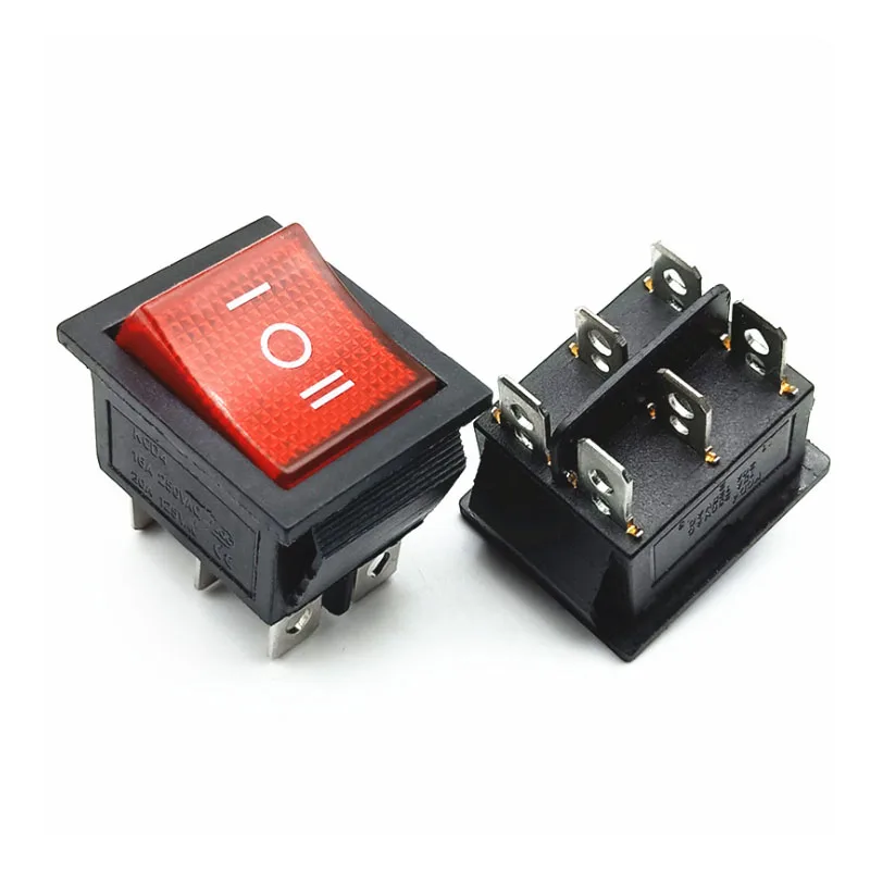 KCD4 1PCS Rocker Switch Power Switch ON-OFF-ON 3 Position 6 Electrical equipment With Light Switch 16A 250VAC/ 20A 125VA