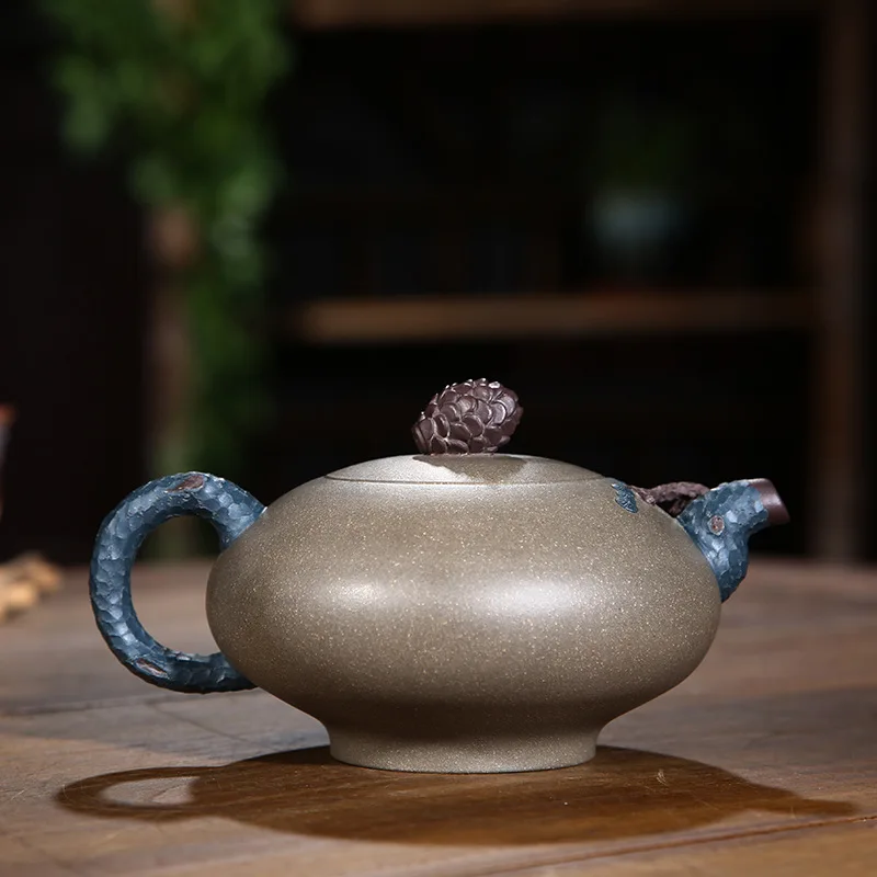 ★Yixing Zisha tea set, raw ore, lime mud, pine needle pot, all hand-made, flower goods, Guogong, wangzhenxue teapot