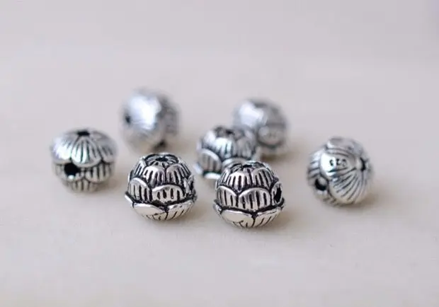 925 Silver Lotus Beads JewJelry Findings Thai Silver DIY Jewelry Beads