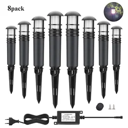 8 Pack 12V LED Outdoor Landscape Lights with Diver System IP65 Waterproof Lawn Lamps for Yard Garden Pathway Driverway Park
