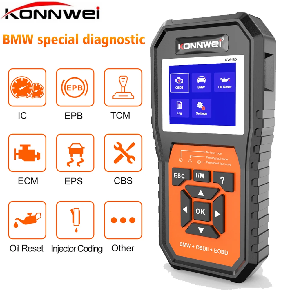 Professional OBD2 Scanner Automotive KW480 OBD II Diagnostic Scanner Tool OBD &EOBD Code Reader for BMW ABS Brake Gearbox Airbag