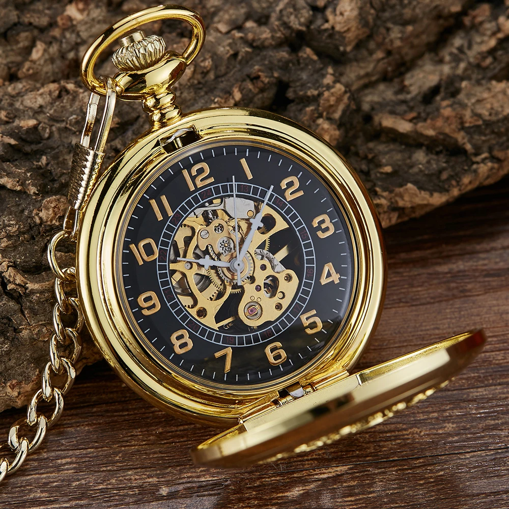 Luminous Hand Winding Mecânico Pocket Watch Pingente Bronze Classical Vintage Hollow Cover Analógico para Homens Relógios Relógio Presente